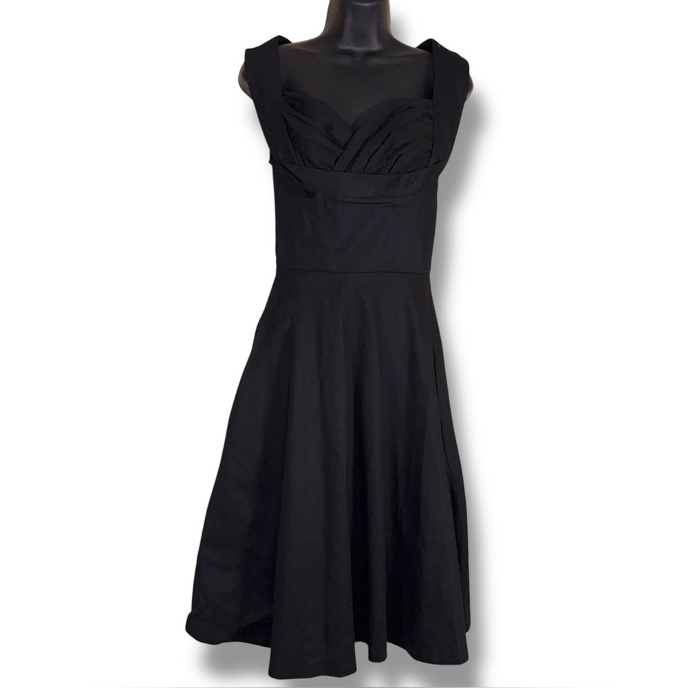 XS Lindy Bop Black Pinup Dress Aline Rockabilly Gothabilly Cotton Blend